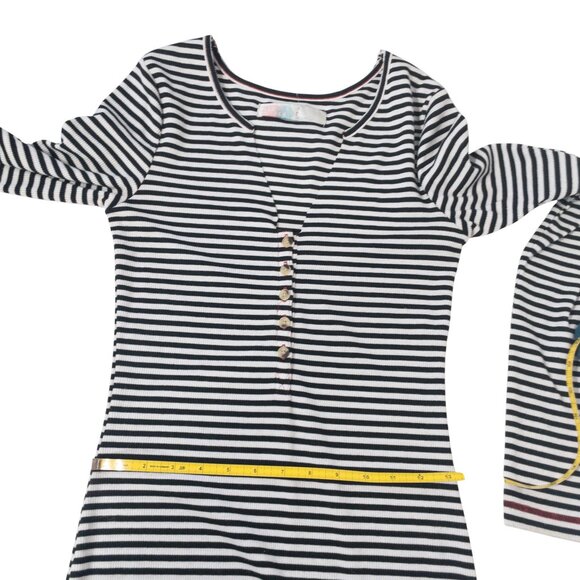 FP Beach Black and White Striped Dress SZ S Long Sleeve V Neck Henley - Picture 4 of 9